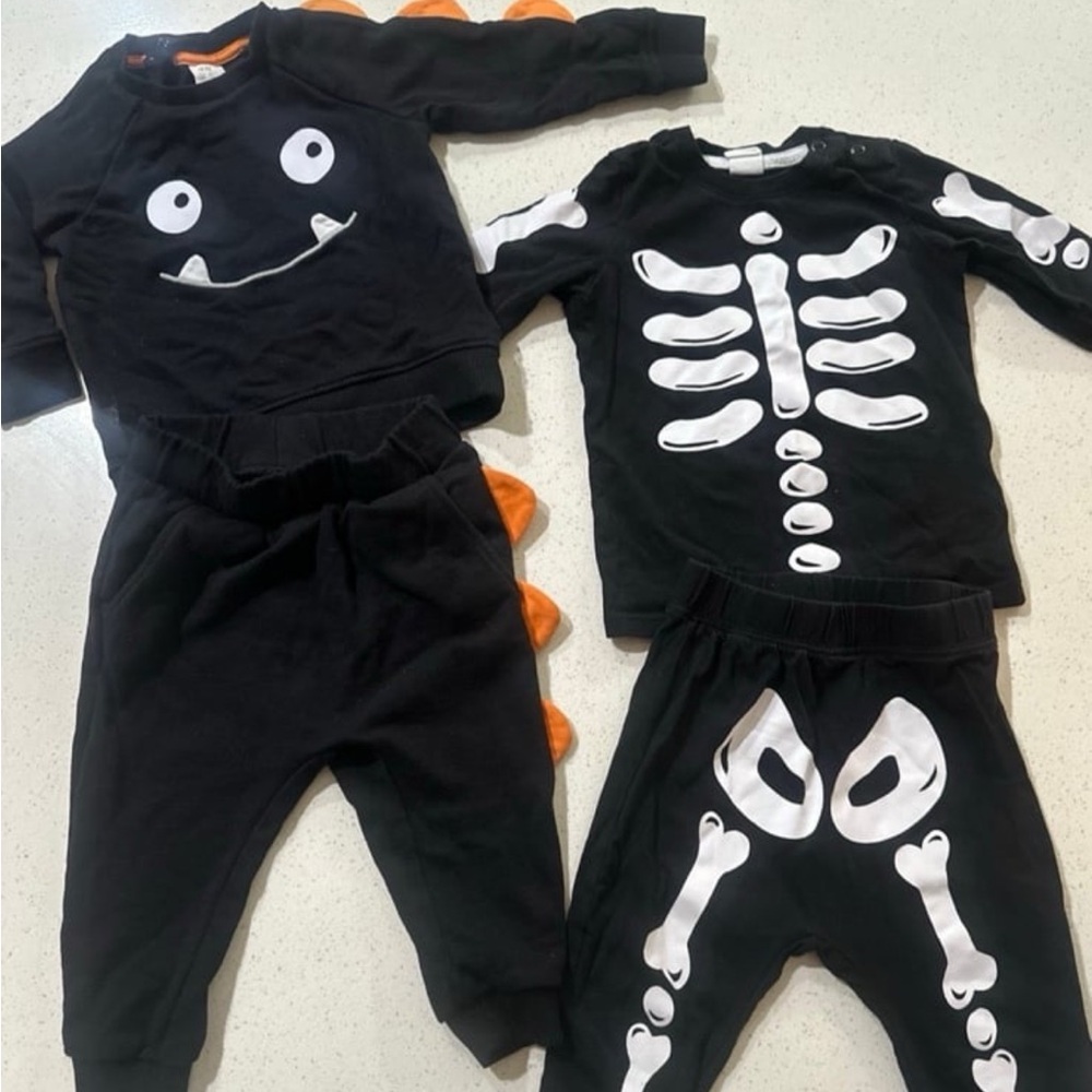 Kids Halloween Skeleton and Monster outfit Set